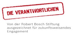 Das Bild zeigt das Logo zu die Verantwortlichen der Rober Bosch Stiftung, Inklusion Muss Laut Sein wurde für zukunftsweisendes Ehrenamt ausgezeichnet