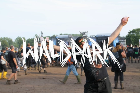 Das Logo des Waldpark Open Air vor einem Festival-Hintergrund