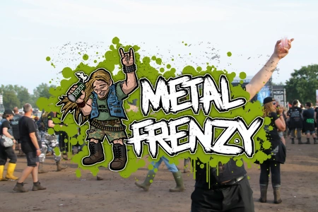 Das Logo des Metal Frenzy auf einem Festival Hintergrund