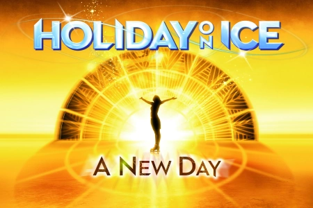 Das Logo von Holiday On Ice zeigt eine Schlittschuhläuferin mit ausgebreiteten Armen. Und der Unterschrift A New Day